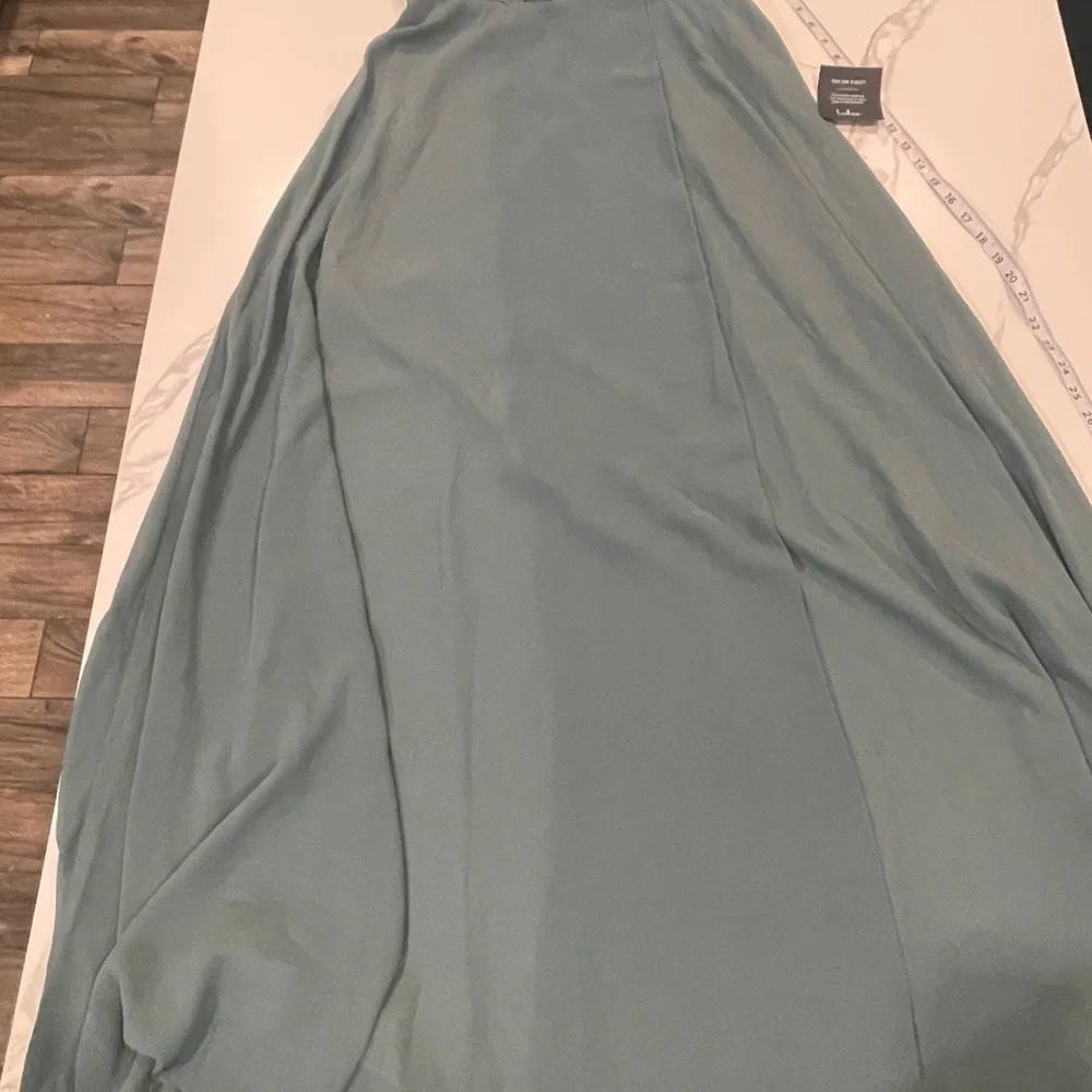 Lulu's Romantic Presence Sage Green Pleated Strapless Maxi Dress M - Picture 8 of 12